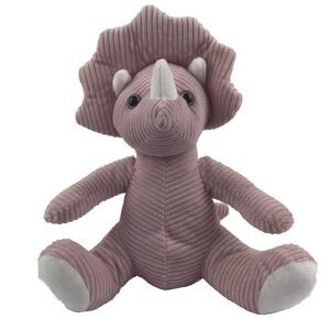 Naturally Kids Dinosaur Plush Pink Triceratops Ribbed Corduroy 10" Stuffed